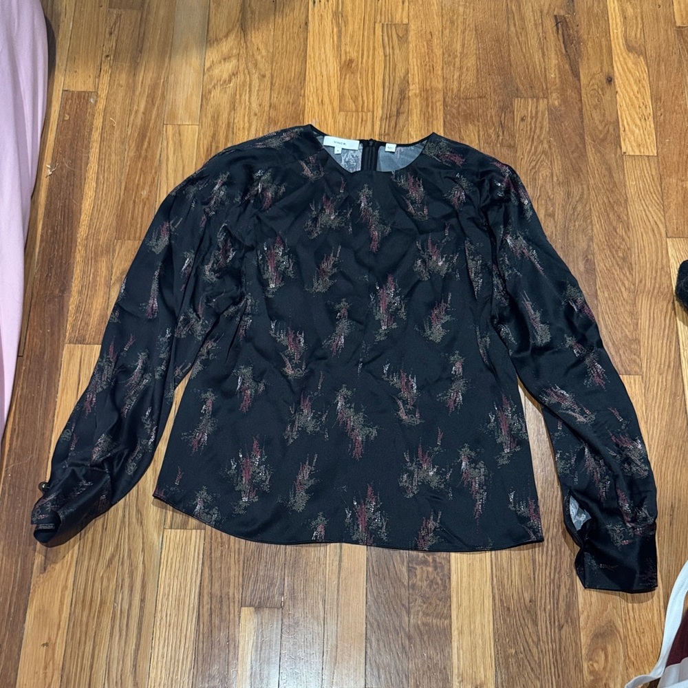 Vince Black and Red Floral Blouse